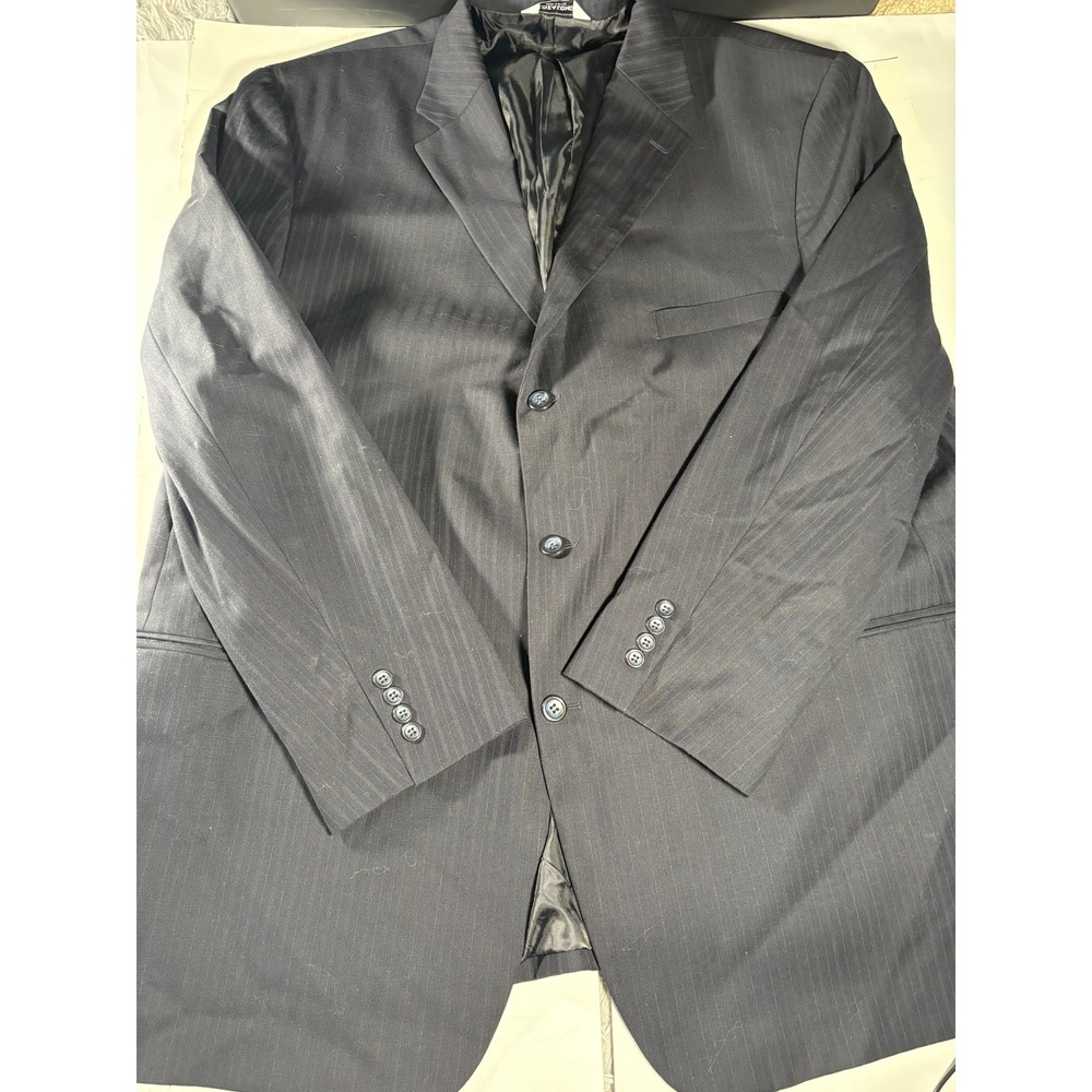 Linea Uomo Men's 54L Navy Pinstripe Blazer Super 120s Merino Wool Italy